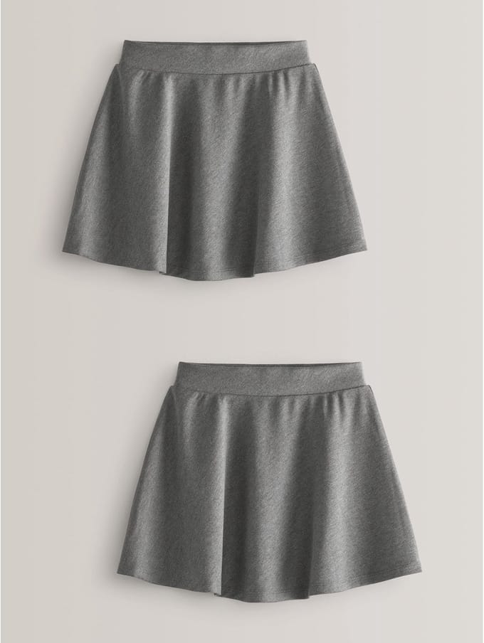 Next - Meisjes - 2 Pack stretchy jersey schoolskaterrokken met elastische taille - Grijs