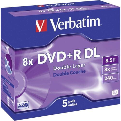 Verbatim 43541 DVD+R Double Layer Matt Silver - 5 Stuks / Jewelcase