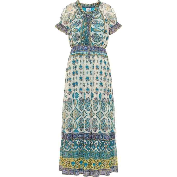usha Maxi-jurk met all-over print Dames Blauw Veelkleurig