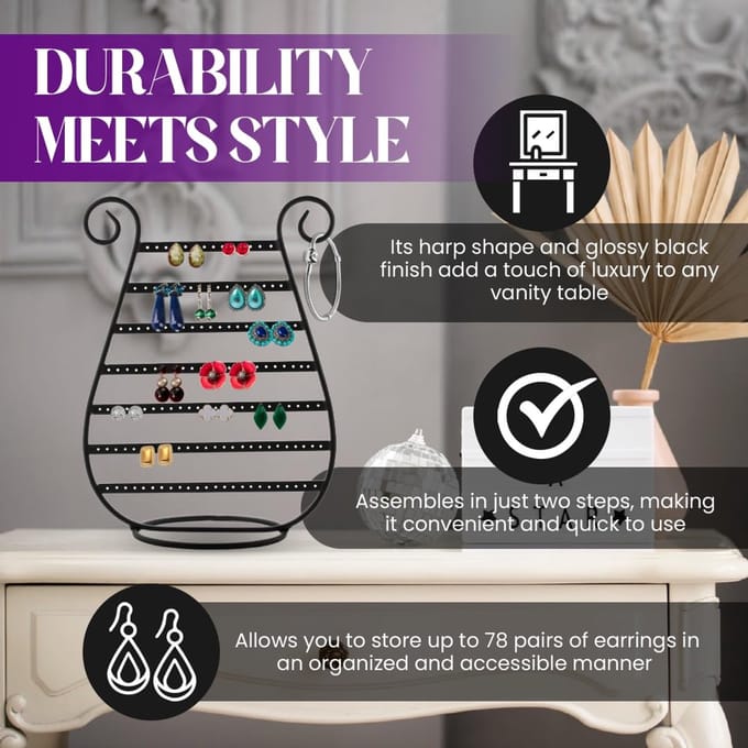 Steam Oorbel & Sieraden Organizer, Zwart Slim