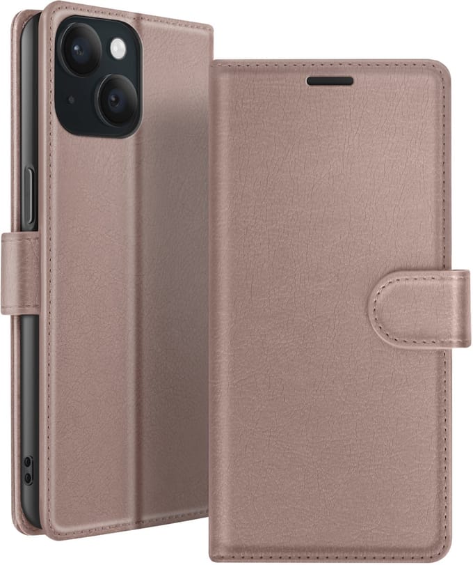 Zanae, Hoesje geschikt voor iPhone 15 - Wallet Case & Magneetsluiting, Taupe