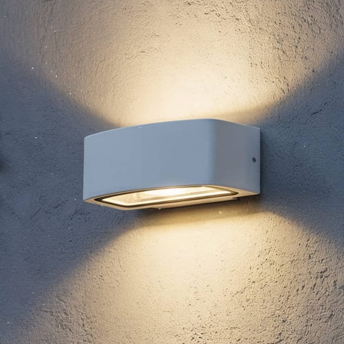 Ideal Lux buitenwandlamp Andromeda, wit, breedte 22 cm, aluminium