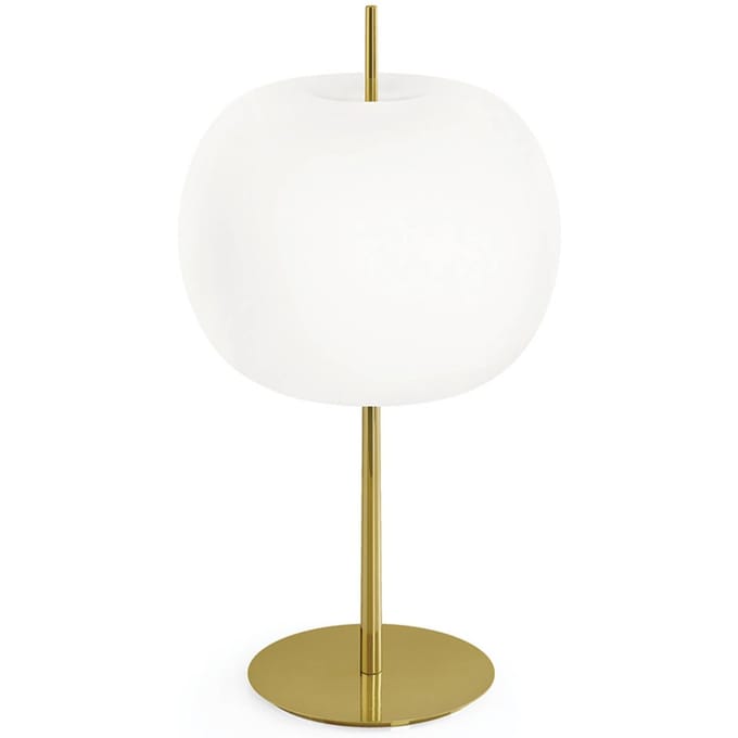 kdln tafellamp Kushi XL, messing/wit, hoogte 60 cm, dimbaar