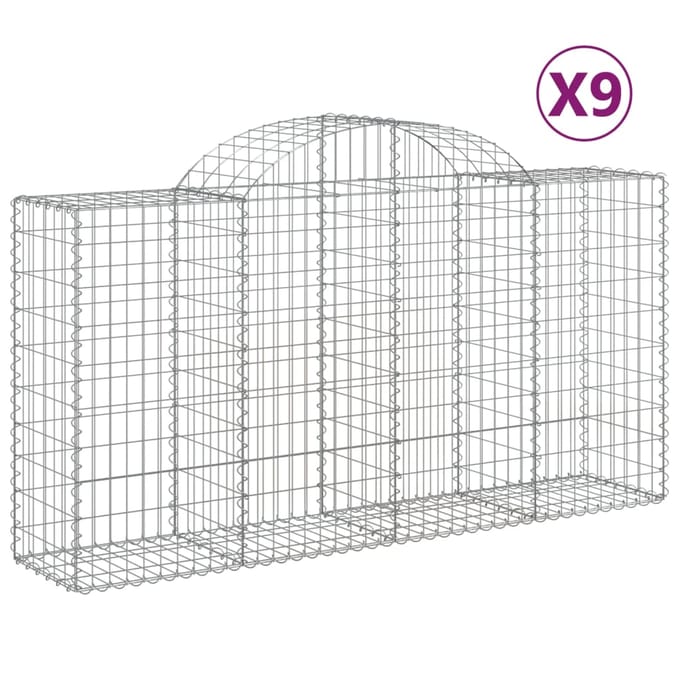 vidaXL - Schanskorven - 9 - st - gewelfd - 200x50x100/120 - cm - ijzer