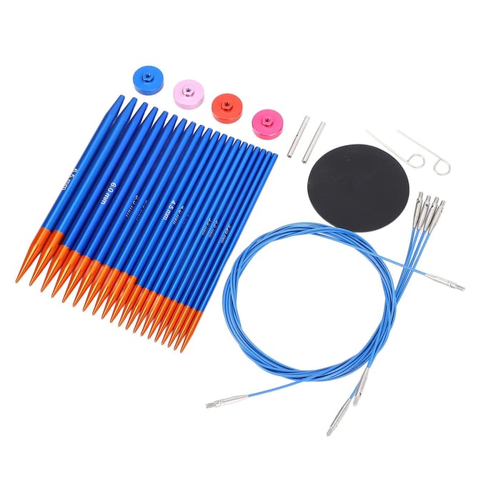 Rondbreinaaldenset en Kabelset Blauw Goudkleur Dubbelhoofd Verwisselbare Naalden voor Thuis blue