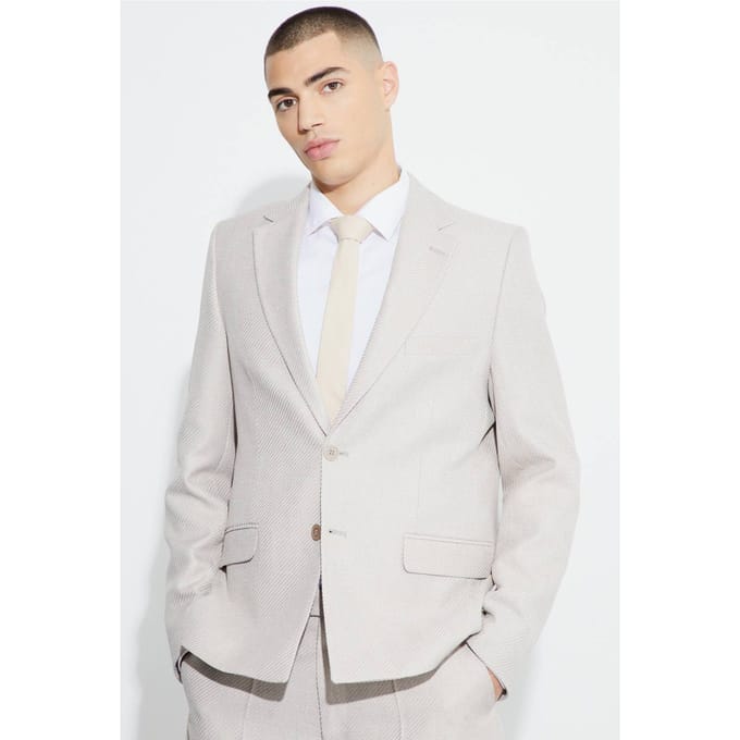 Relaxed Fit Boucle Texture Marl Blazer | Grey | Size 46