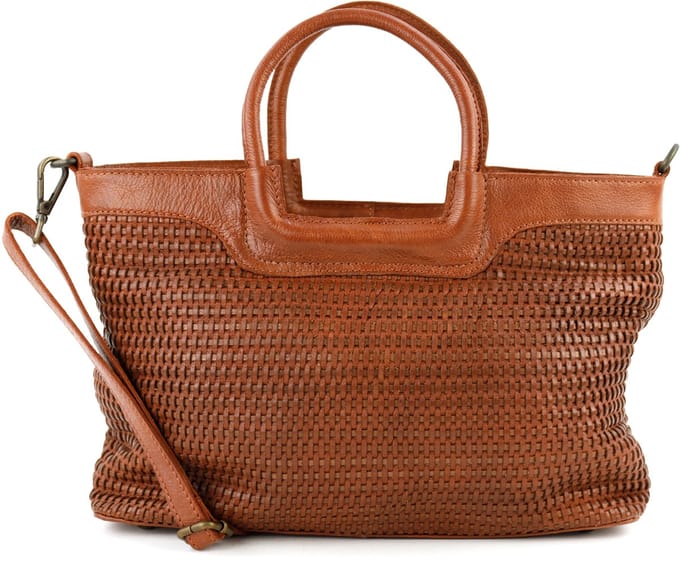 Bear Design Jasmijn M Gevlochten Leren Handtas - Schoudertas - Cognac