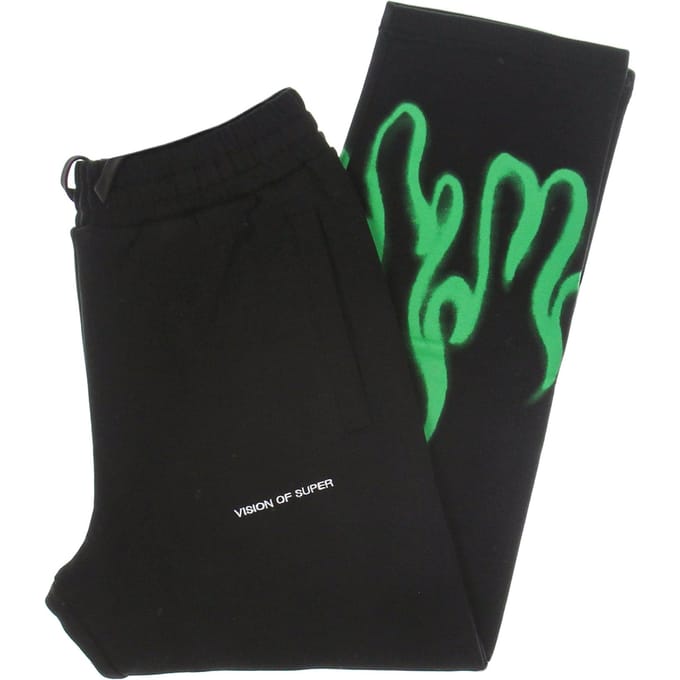 Lichtgewicht heren trainingsbroek Spray Flames broek zwart/groen