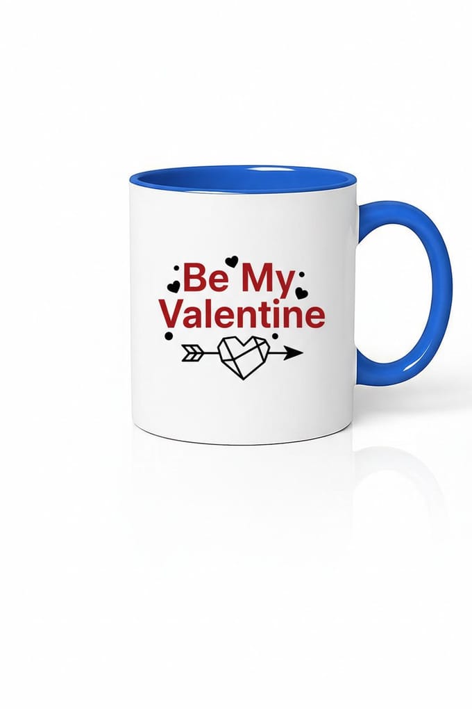 Valentijn Mok 'Be My Valentine' - Romantisch Cadeau met Hart & Pijl | Blauw Accent
