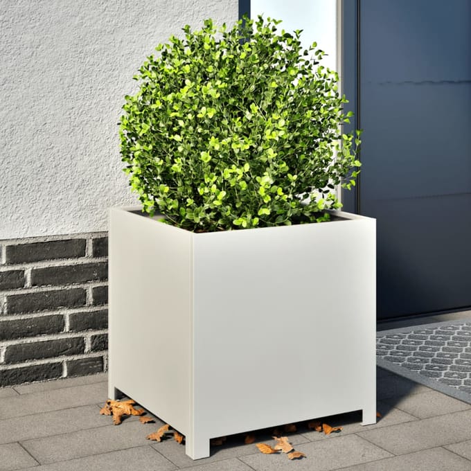 Vidaxl Jardinière de Jardin, Blanche, 50x50x50 cm, en Acier
