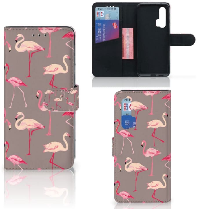 Honor 20 Pro Telefoonhoesje met Pasjes Flamingo