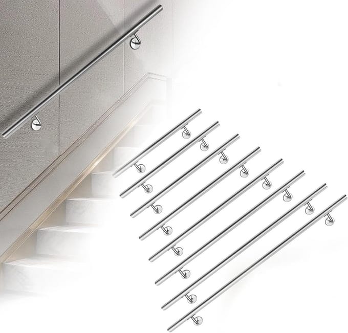 RVS Trapleuning 60 cm met Muurbeugel en Eindkappen - Binnen en Buiten