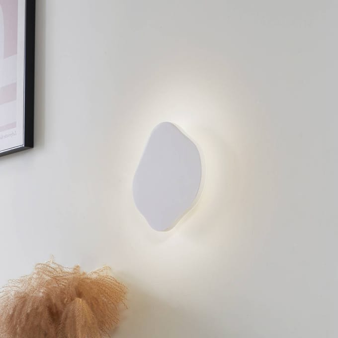 Lindby LED wandlamp Nielson, wit, gips, 30 x 30 cm