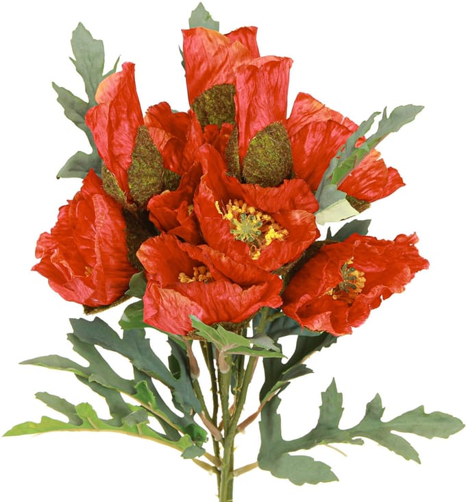 Klaproos Decoratie Klaproos Kunstmatig Rood 45cm Bos met 3 stuks