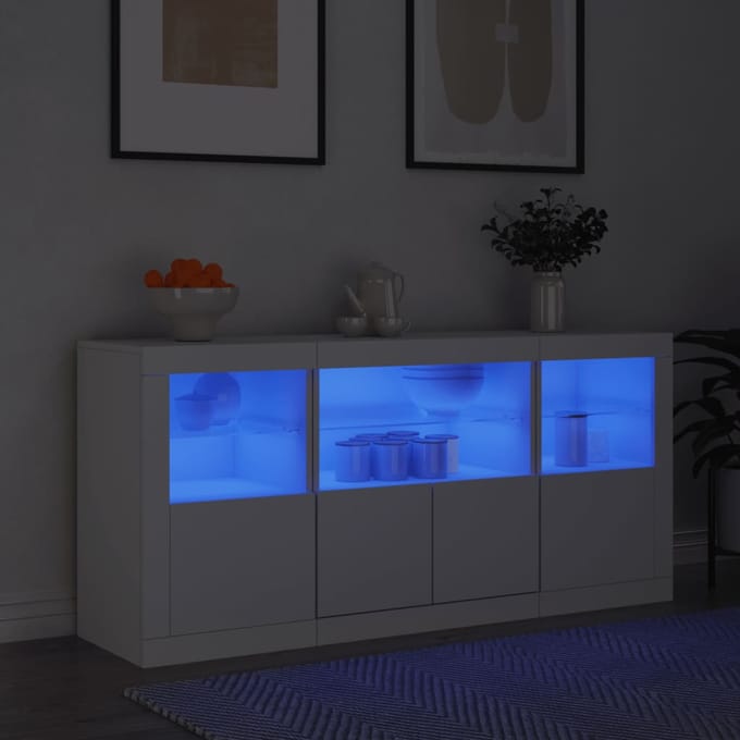 vidaXL - Dressoir - met - LED-verlichting - 142,5x37x67 - cm - wit