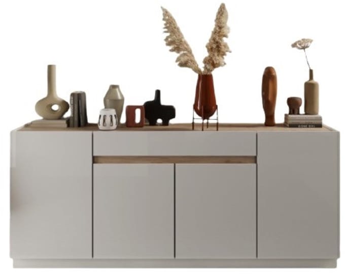 Vente-unique Buffetkast met 4 deurtjes en 1 lade - Wit en naturel - EMORA