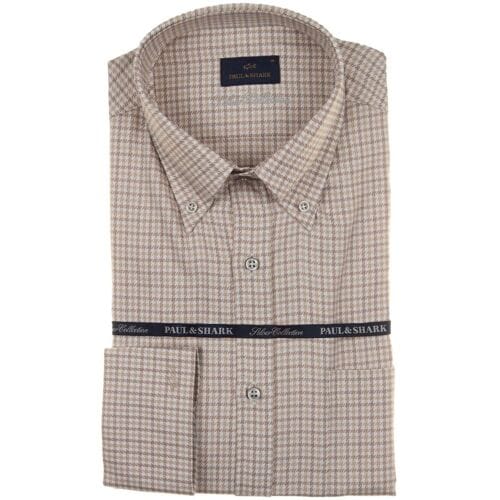 Paul & Shark Overhemd Silver Collection Texture Cotton Shirt Wit-Beige / male