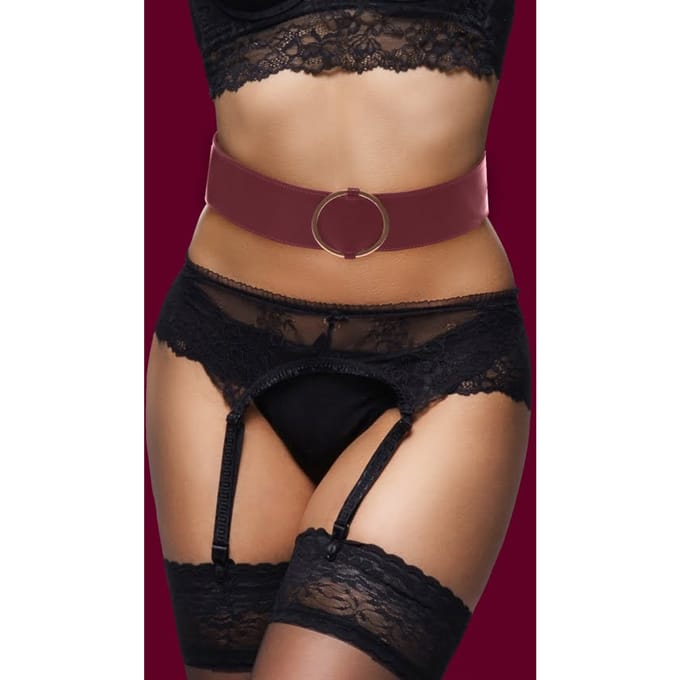 Ouch Halo - Heupriem met bondage ringen - Burgundy