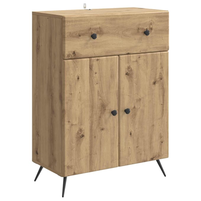 vidaXL - Dressoir - Artisanaal - eiken - 66 - x - 34,5 - x - 90 - cm - Bewerkt - hout