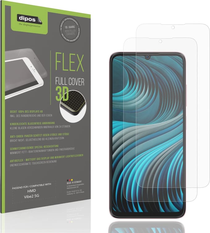 dipos FLEX – 2x Matte Screenprotector geschikt voor HMD Vibe2 5G | Volledige Schermbescherming | Case-Friendly
