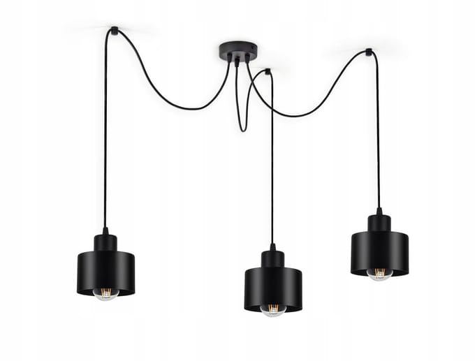 Spider Hanglamp Loft Edison Mat Zwart 3xE27
