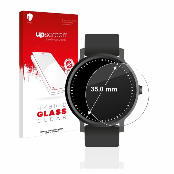 upscreen - Screenprotector voor Horloges (Rond, ø: 35 mm) - Folie Beschermfolie Beschermglas transparant