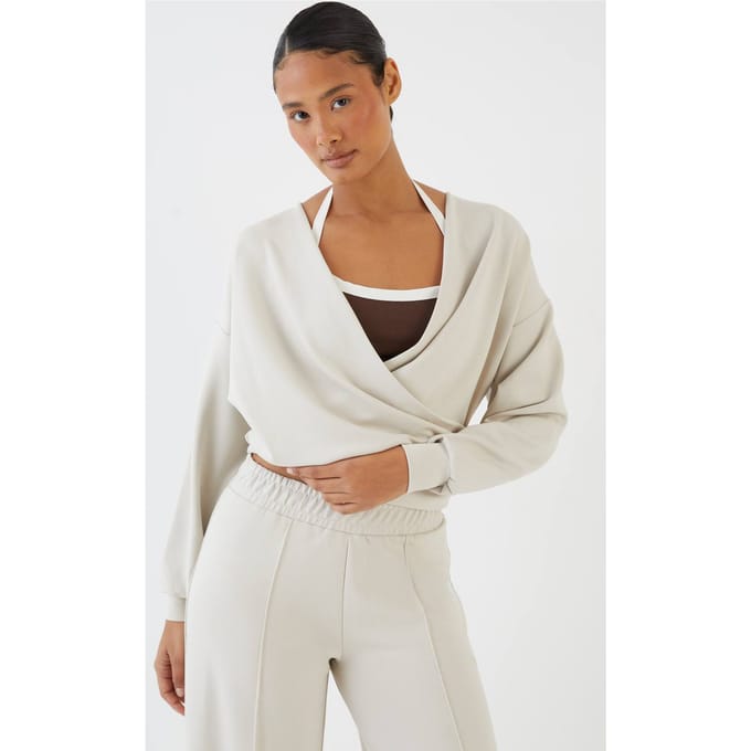 Dames Dsgn Studio Superzacht Wikkel Sweatshirt | Steen | Maat: Medium