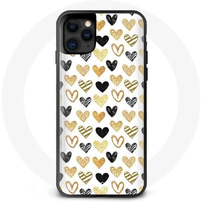 IPhone 11 hoesje Zwarte Gouden Harten zwart