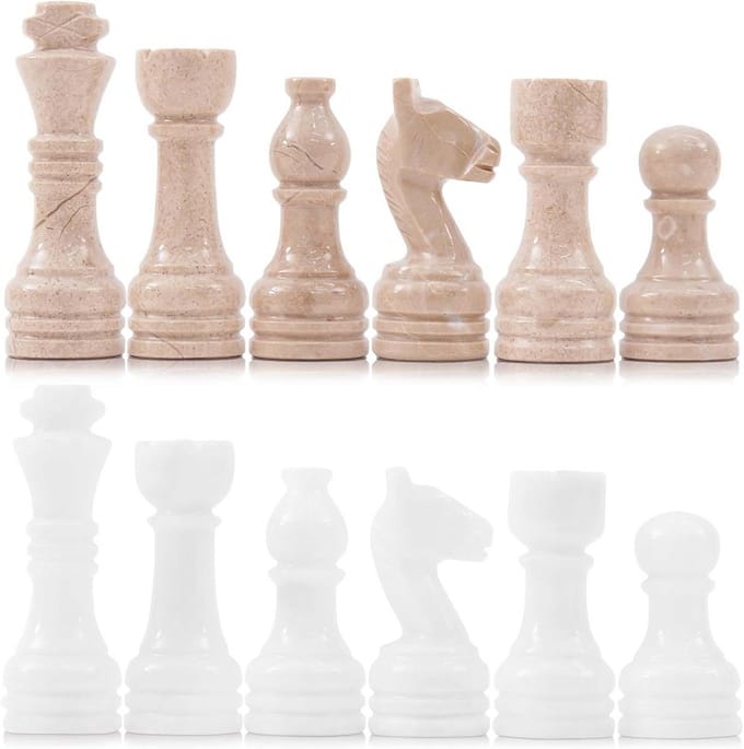 Luxe Marmeren Schaakstukken Set 3.5 Inch Koning Handgemaakt