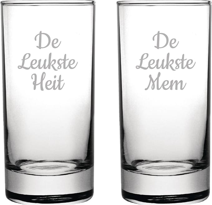 Gegraveerde longdrinkglas 28,5cl De Leukste Mem-De Leukste Heit