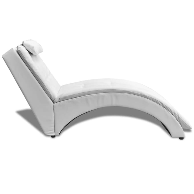 vidaXL - Chaise - longue - met - kussen - kunstleer - wit