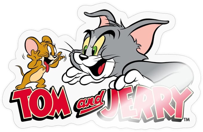 Tom En Jerry Vang Me Maar Sticker maat S (10 x 10 cm)