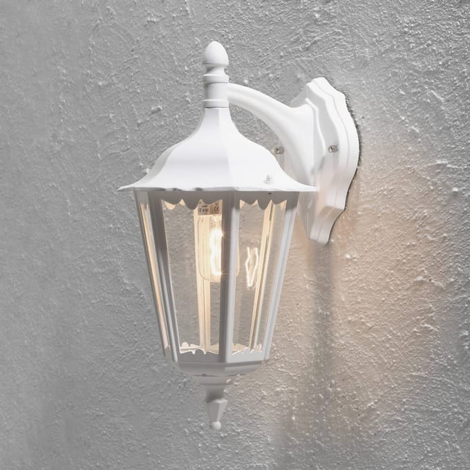 Konstsmide Firenze buitenwandlamp, wit, fitting onderaan, 48 cm