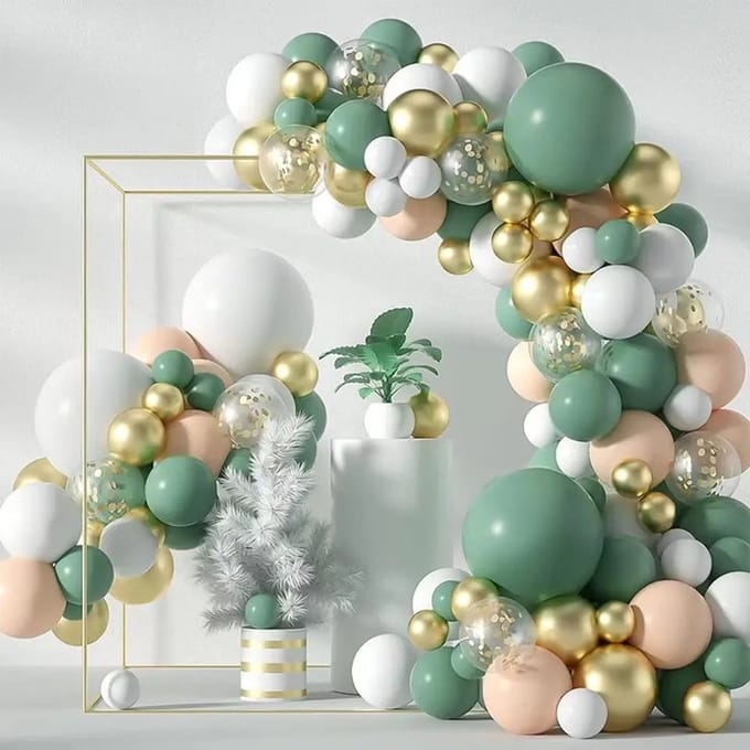 FeestmetJoep® Ballonnenboog beige & Groen - Verjaardag versiering
