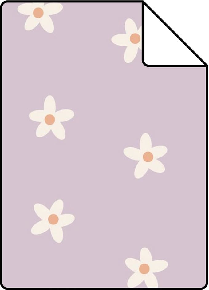 Proefstaal ESTAhome behang madeliefjes lila paars - 26.5 x 21 cm - 131114-S
