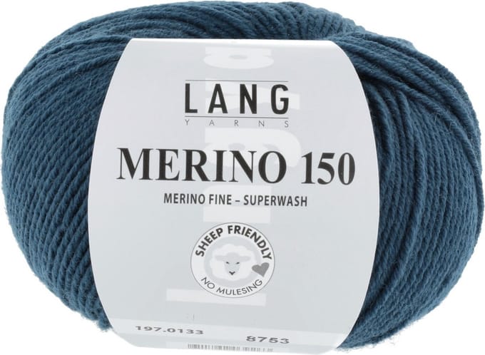 Lang Yarns Merino 150 - 133 staalblauw - Merinowol Garen