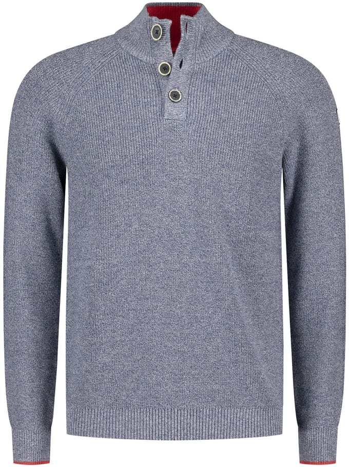 NZA - Blauwe katoenen half button trui