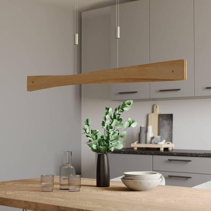 Quitani hanglamp Lian, eikenhout