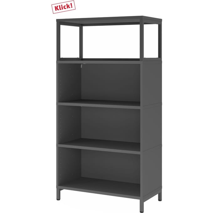 FlexWall | 4 OH | 3x kast + lijst | met sokkelframe - Grafiet