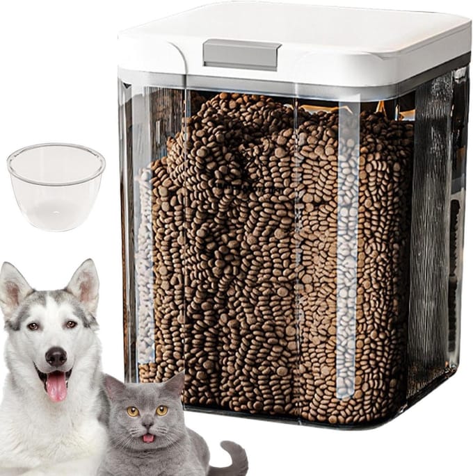 Voercontainer Hond - Droogvoer Opslag - Voedsel Vers Houden - Luchtdichte Afsluiting - 5 Liter - Transparant