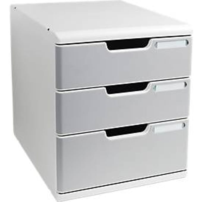 Exacompta MODULO A4-ladebox steengrijs, 3 laden gesloten A4/A4+, stofdicht, stil, veiligheidsstop