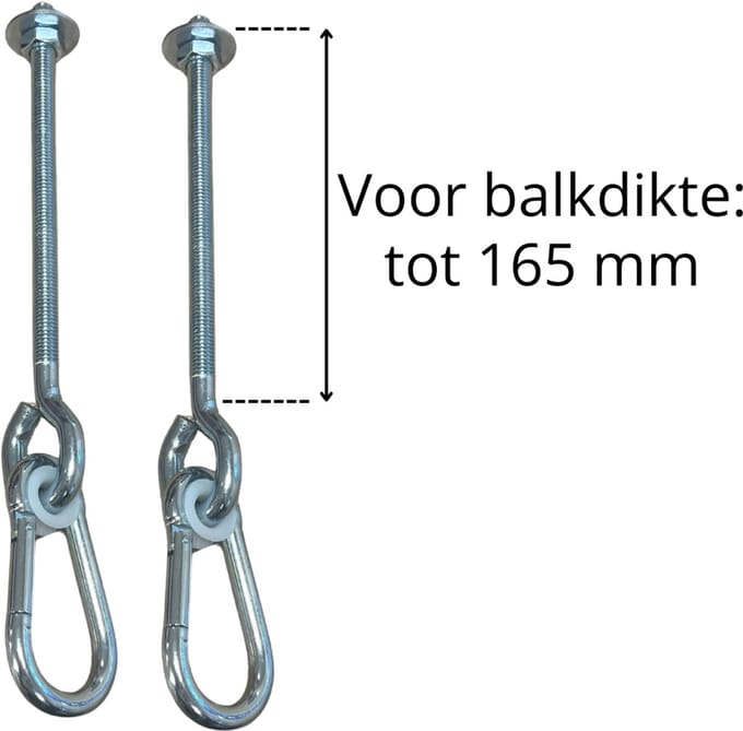 2 Stuks - B-Play Schommelhaken - Karabijnhaak -Volledig Draad - M12 180mm