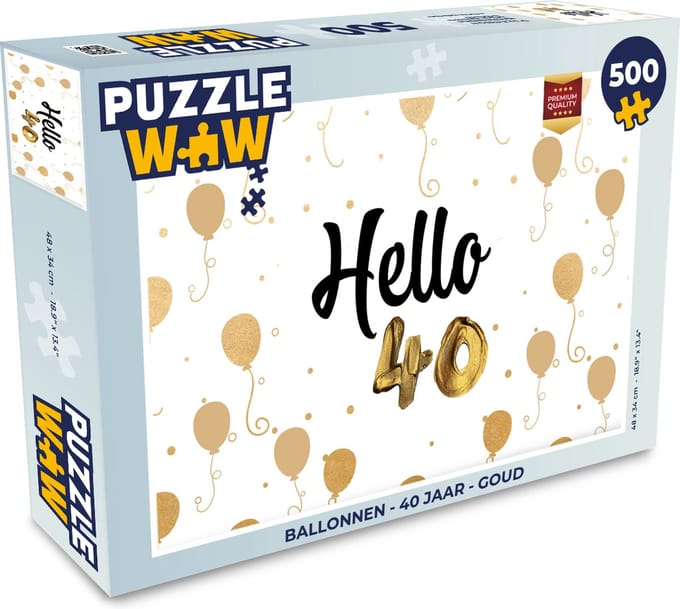 Puzzel Ballonnen - 40 jaar - Goud - Legpuzzel - Puzzel 500 stukjes