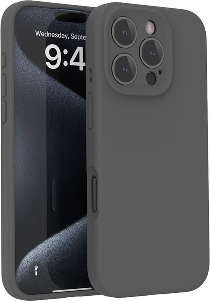 Lunso Geschikt voor iPhone 16 Pro hoesje - Flexibel siliconen Backcover - Donkergrijs