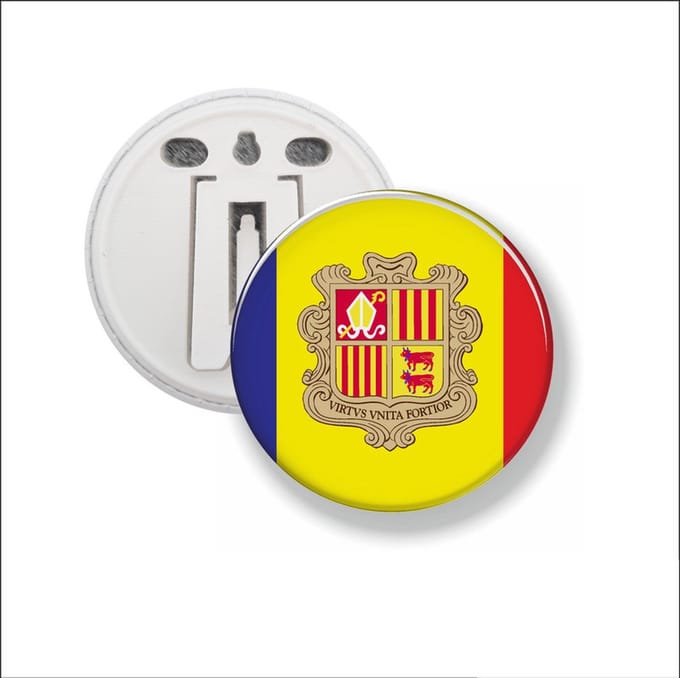 Button Met Clip 58 MM - Vlag Andorra