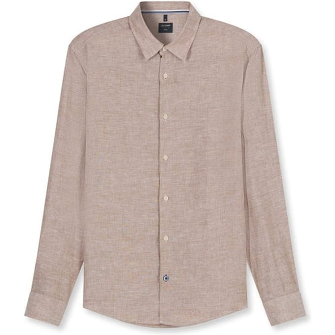 OLYMP Casual regular fit overhemd - structuur - bruin