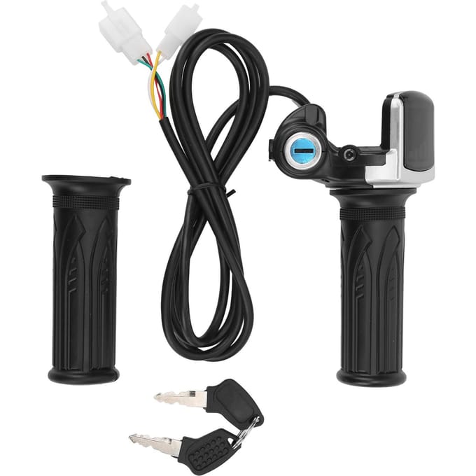 Elektrische Fiets Draaigas Handvat Lock Sleutelset LED Indicator voor Motorfiets Scooter 48V black