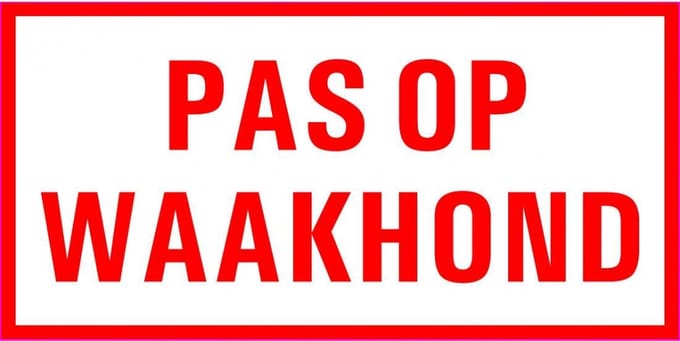Pas op waakhond tekststicker 400 x 300 mm