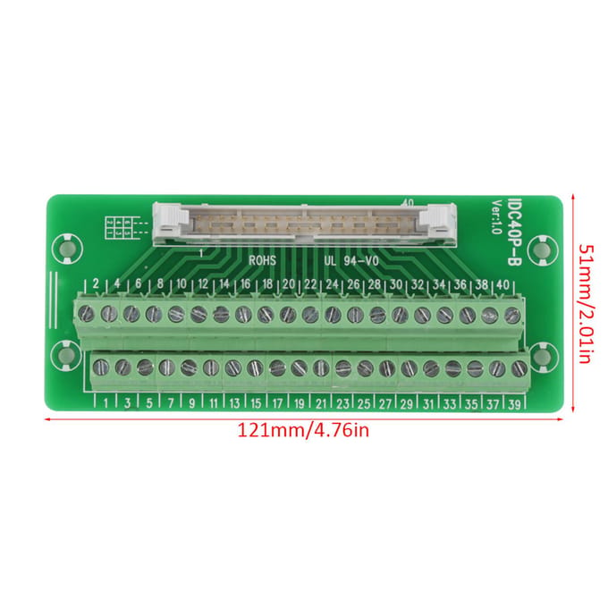 Connecteur de bornier de carte de dérivation mâle IDC40P 40 broches, interface PLC avec support