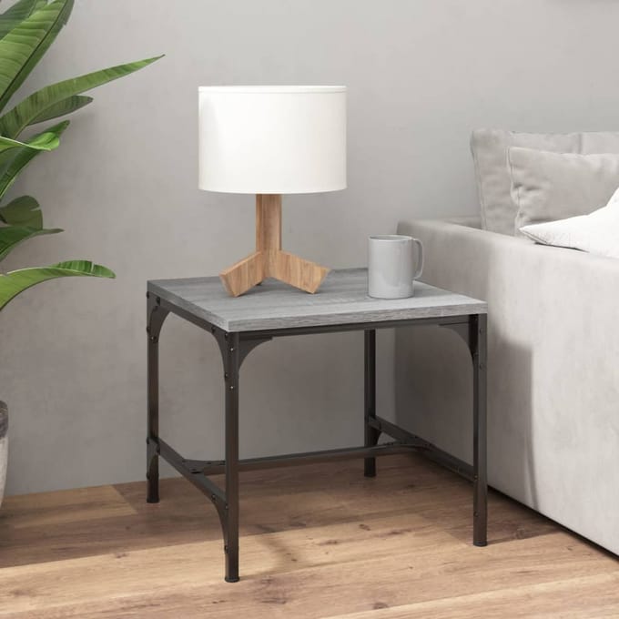 vidaXL - Bijzettafels - 2 - st - 40x40x35 - cm - bewerkt - hout - grijs - sonoma - eiken
